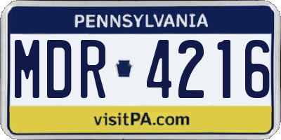 PA license plate MDR4216