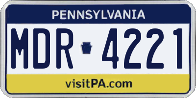 PA license plate MDR4221