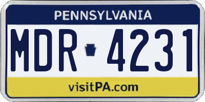 PA license plate MDR4231