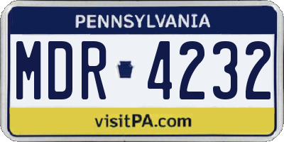 PA license plate MDR4232