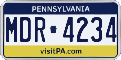 PA license plate MDR4234