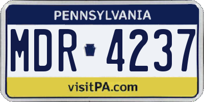 PA license plate MDR4237
