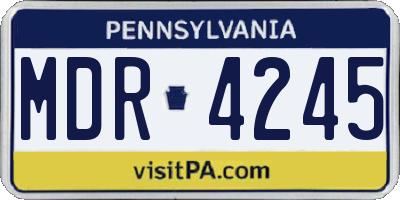 PA license plate MDR4245
