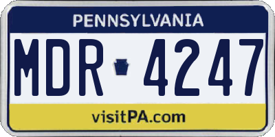 PA license plate MDR4247