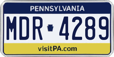 PA license plate MDR4289