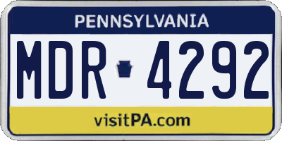 PA license plate MDR4292