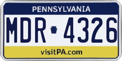 PA license plate MDR4326