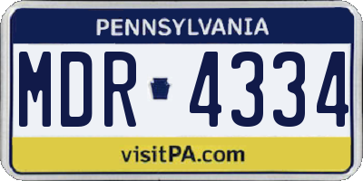 PA license plate MDR4334