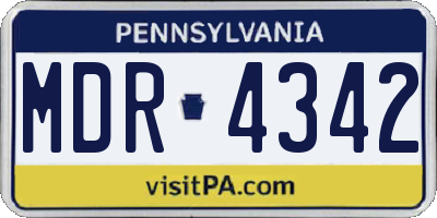 PA license plate MDR4342