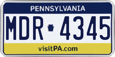 PA license plate MDR4345