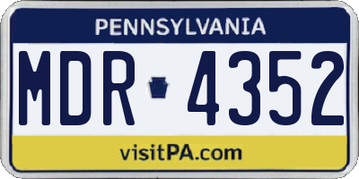 PA license plate MDR4352