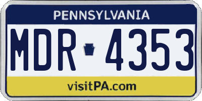 PA license plate MDR4353