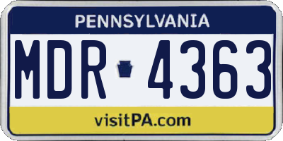 PA license plate MDR4363