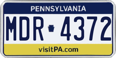 PA license plate MDR4372