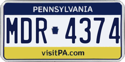 PA license plate MDR4374
