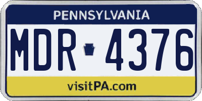 PA license plate MDR4376