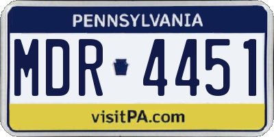 PA license plate MDR4451