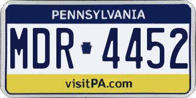 PA license plate MDR4452