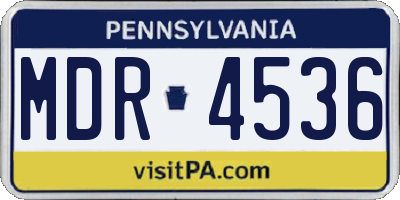 PA license plate MDR4536