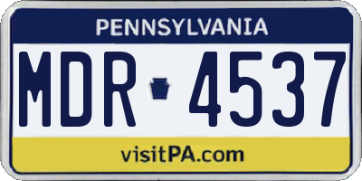 PA license plate MDR4537