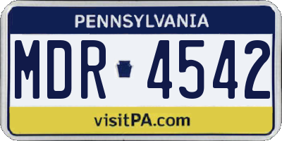PA license plate MDR4542