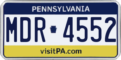 PA license plate MDR4552