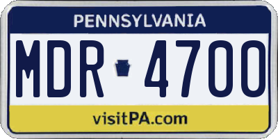 PA license plate MDR4700