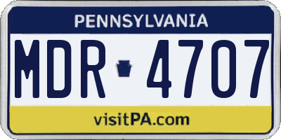 PA license plate MDR4707