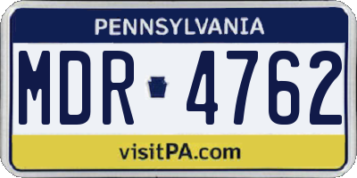 PA license plate MDR4762