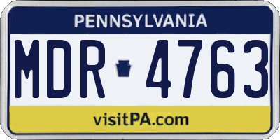PA license plate MDR4763