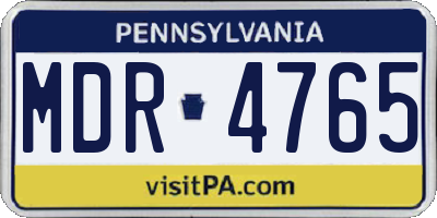PA license plate MDR4765