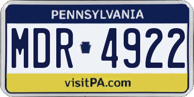 PA license plate MDR4922