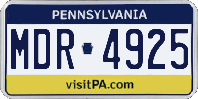 PA license plate MDR4925