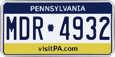 PA license plate MDR4932