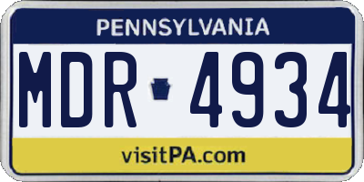 PA license plate MDR4934