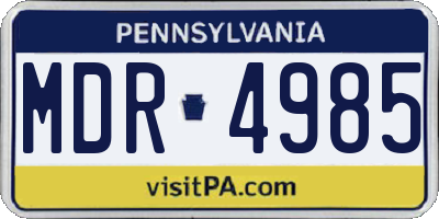 PA license plate MDR4985