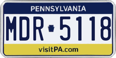 PA license plate MDR5118