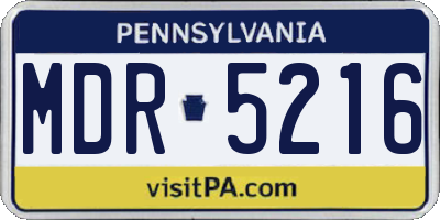PA license plate MDR5216