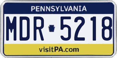 PA license plate MDR5218