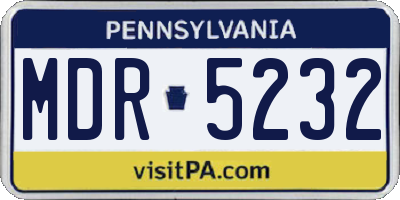 PA license plate MDR5232