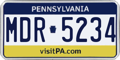 PA license plate MDR5234