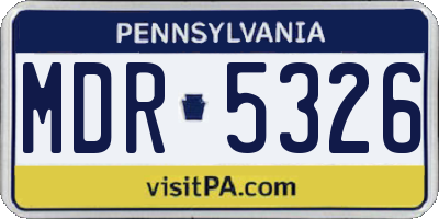 PA license plate MDR5326