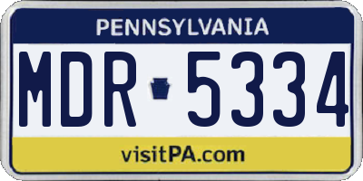 PA license plate MDR5334