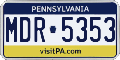 PA license plate MDR5353