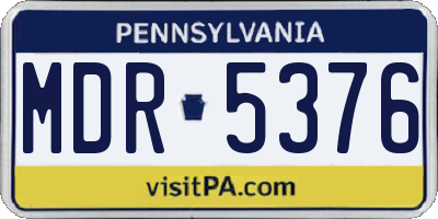 PA license plate MDR5376