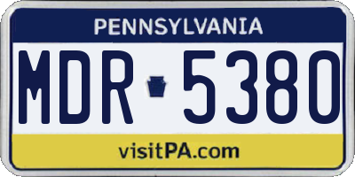 PA license plate MDR5380