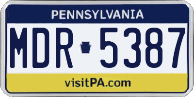 PA license plate MDR5387