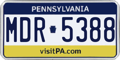PA license plate MDR5388