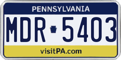 PA license plate MDR5403
