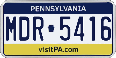 PA license plate MDR5416